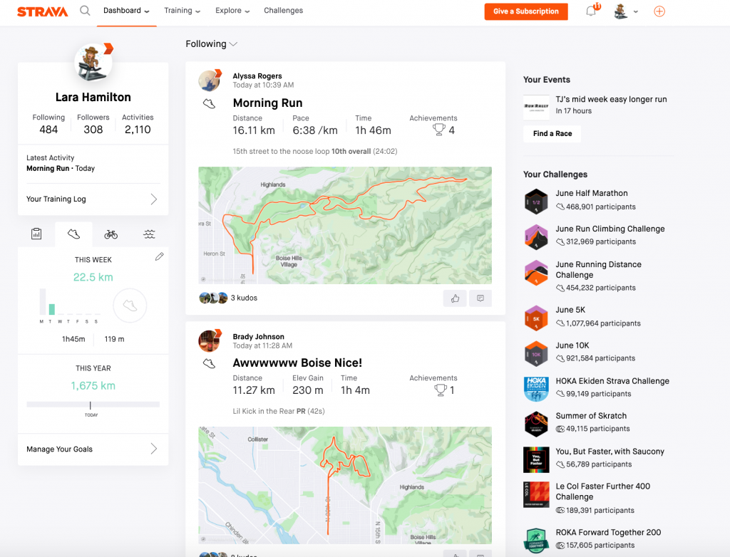 Strava profile