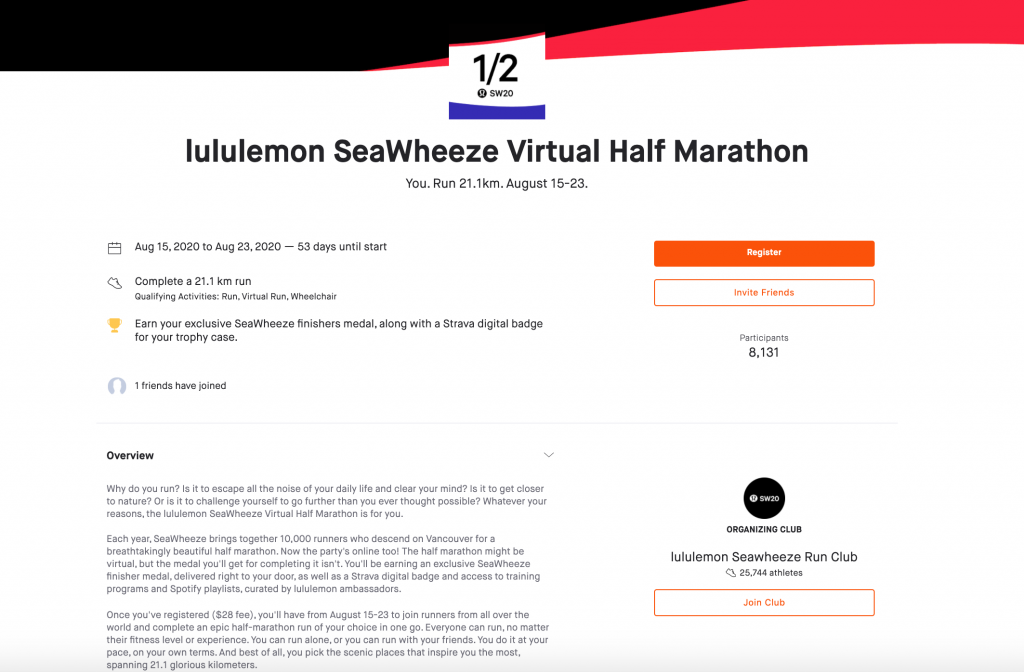 Strava virtual race