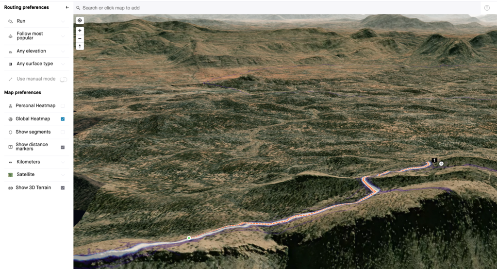 Strava 3D terrain 