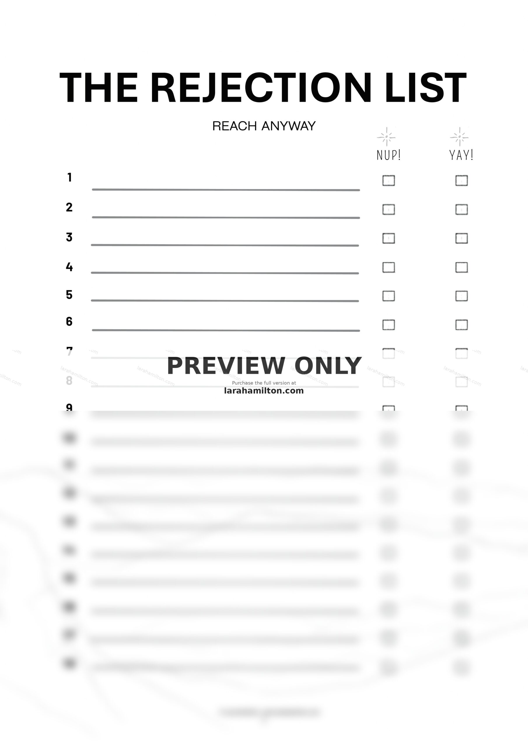 The Rejection List: Athlete Mental Preparation